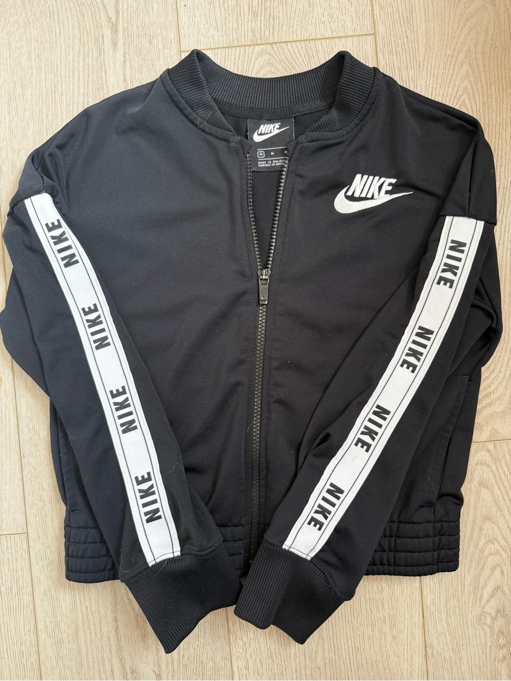 Nike Black Women’s Logo-Strip Track Bomber Jacket